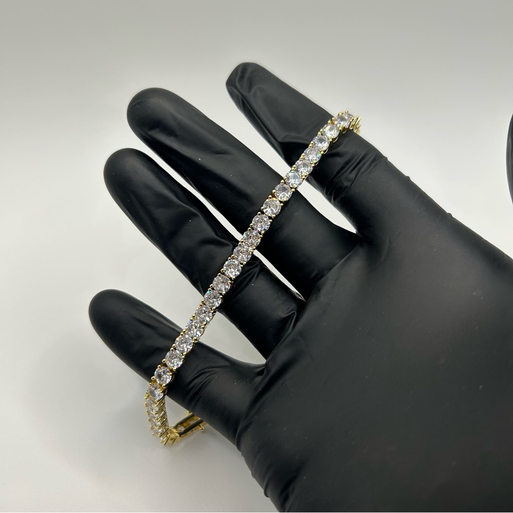 Moissanite Iced Out Tennis Bracelet Gold 5mm 7” Brand New VVS1 Fast Shipping